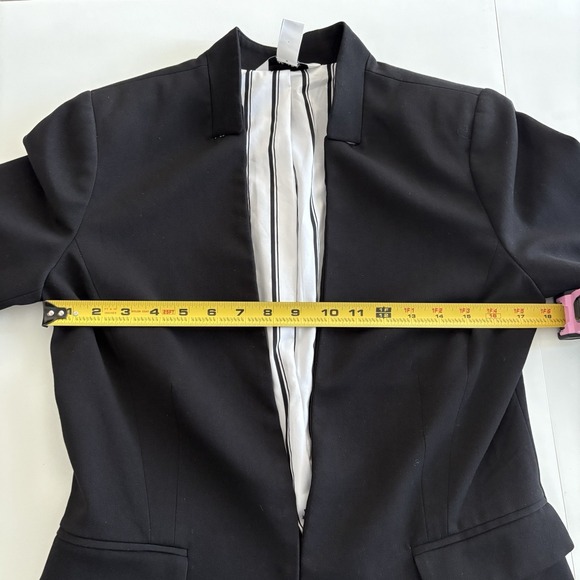 WHBM Womens Blazer Jacket Size 8 Black White Stand Collar Long Sleeve Career - Picture 14 of 15